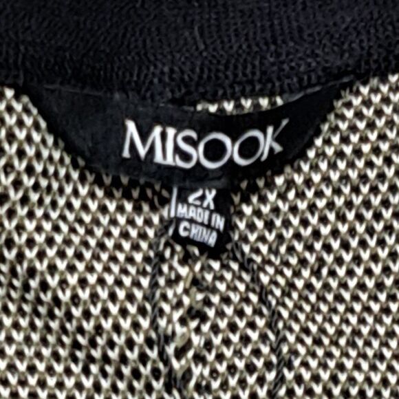 Misook Women's Open Knit Cardigan Duster Elbow Sleeves Black Gray Size 2X - Picture 9 of 11